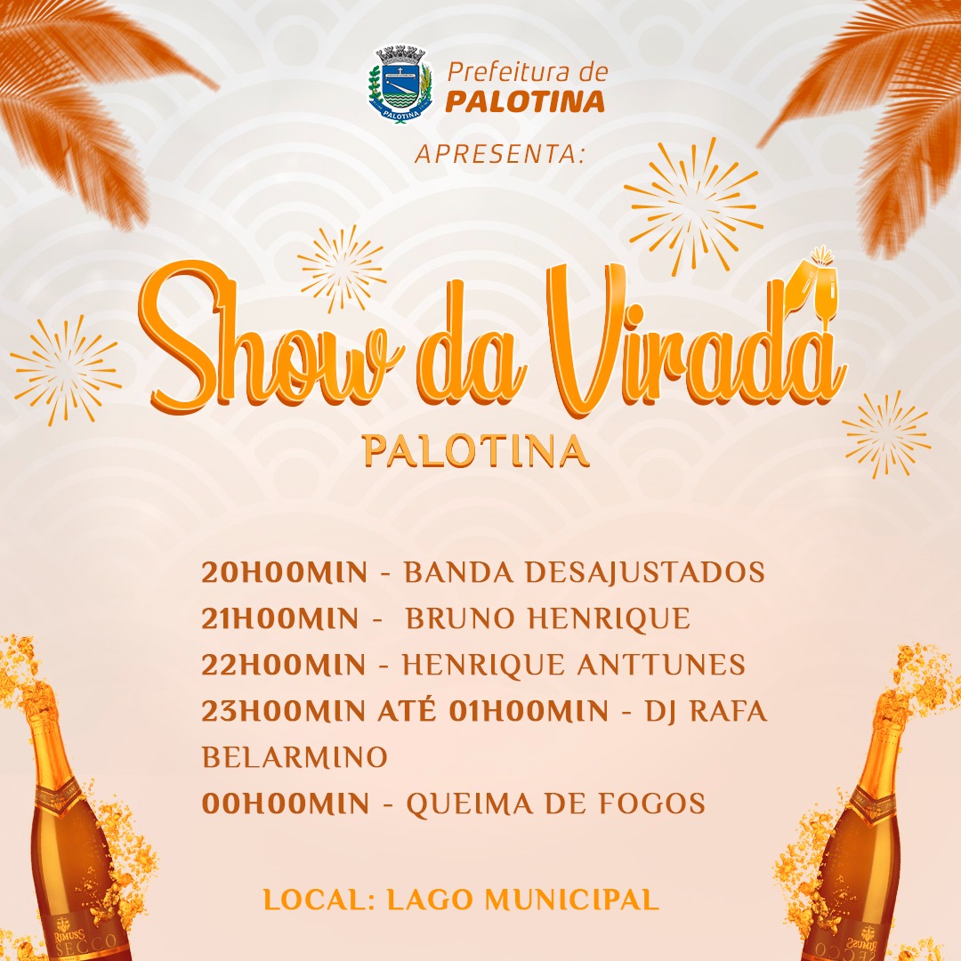 Show da Virada em Palotina terá diversas atrações no Lago Municipal