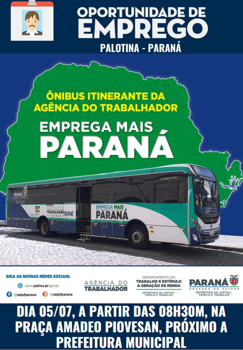 OPORTUNIDADE DE EMPREGO Emprega Mais Paraná promove ação itinerante em Palotina