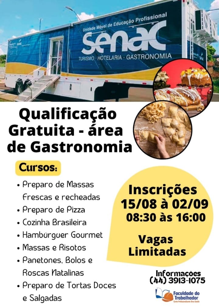 INDÚSTRIA, COMÉRCIO E TURISMO  Prefeitura de Palotina e SENAC promovem  qualificação gratuita de Gastronomia 