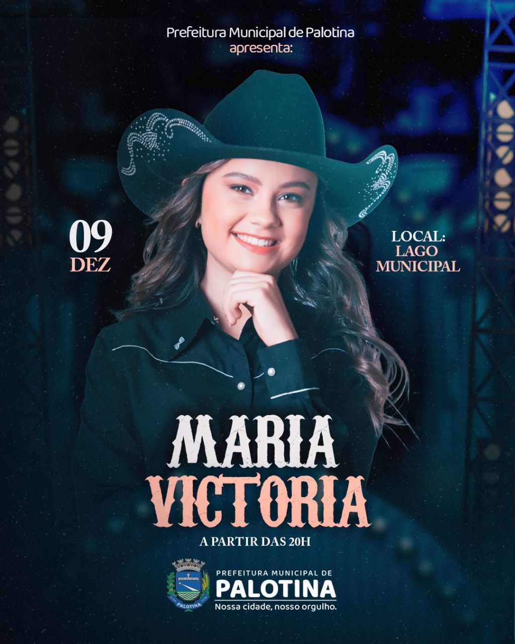 NATAL DE ESPERANÇA E LUZ  Show com Maria Victoria acontecerá nesta sexta feira no Lago Municipal