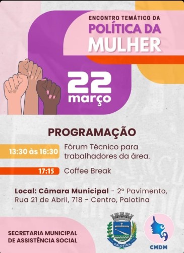 Encontro em Palotina vai debater a política da mulher